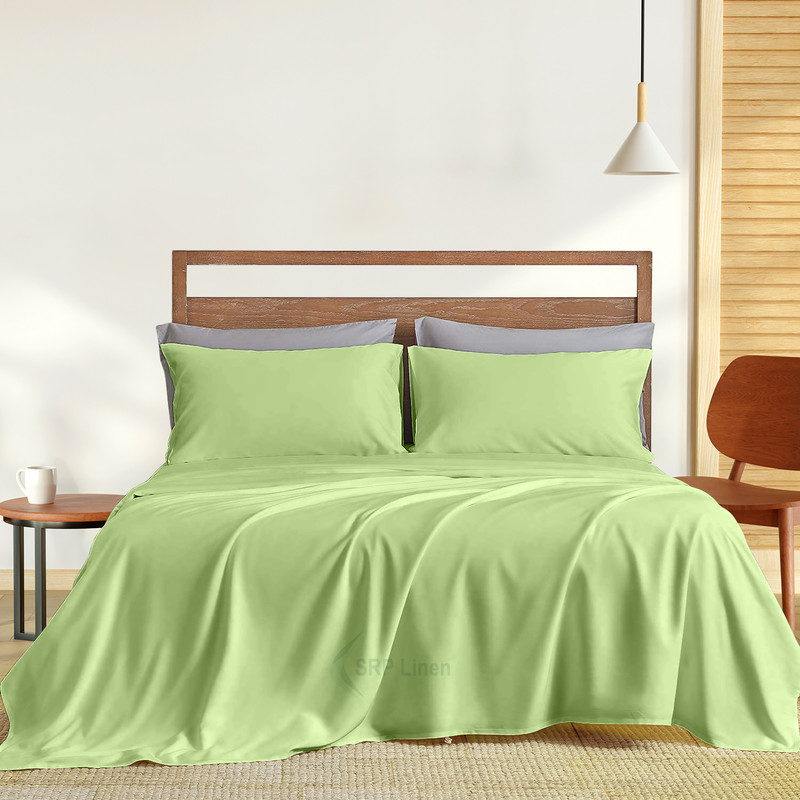 Picture of Hotel Brand 1000 Thread Count 6-Piece Extra Deep Pocket Super Soft Sheet Set Fit Upto 22 Inches Deep Pocket, Solid Pattern, 100% Egyptian Cotton @ 'hotellinen' (King, Sage )