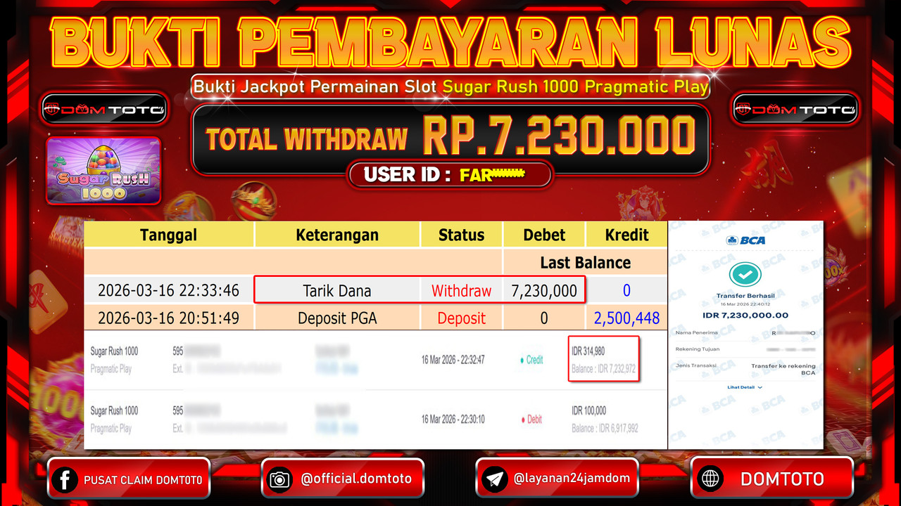 JACKPOT SLOT Sugar Rush 1000 Pragmatic Play 16 MARET 2026