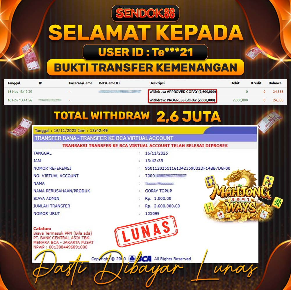 SENDOK88 JEPE! MAHJONG WAYS Rp 2.600.000,- LUNAS!