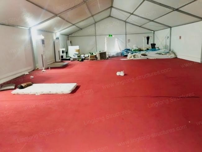 Lingtong industrial rest tent interior with spacious column-free design for worker休息
