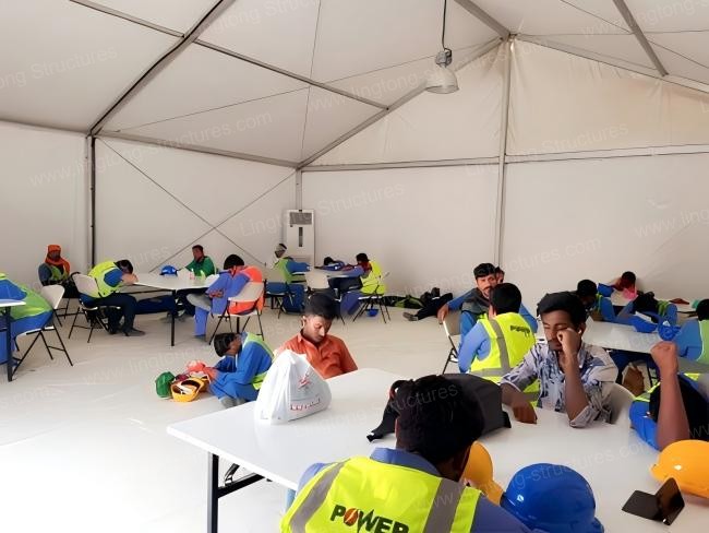 Lingtong modular rest tent with PVC cover for outdoor industrial staff休息区