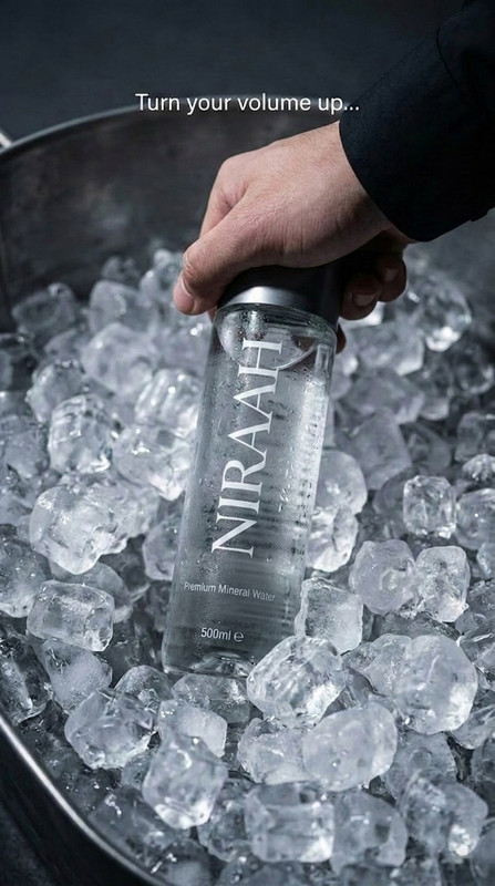 Niraah luxury bottled water presentation