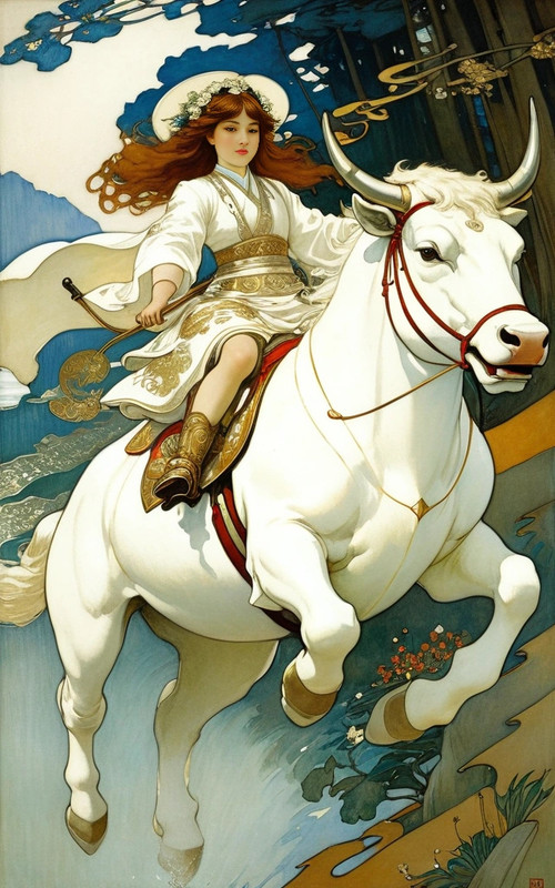 tori_gates_japan_girl_riding_white_bull__by_vasnetsov__greg_rutkowski__art_nouveau__pre_raphaelite (