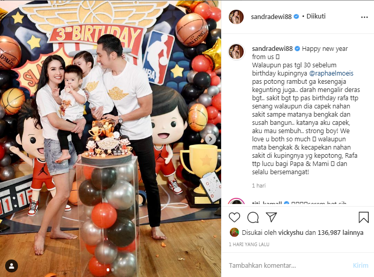 Sandra Dewi ungkap cerita di balik ulang tahun Raphael Moeis