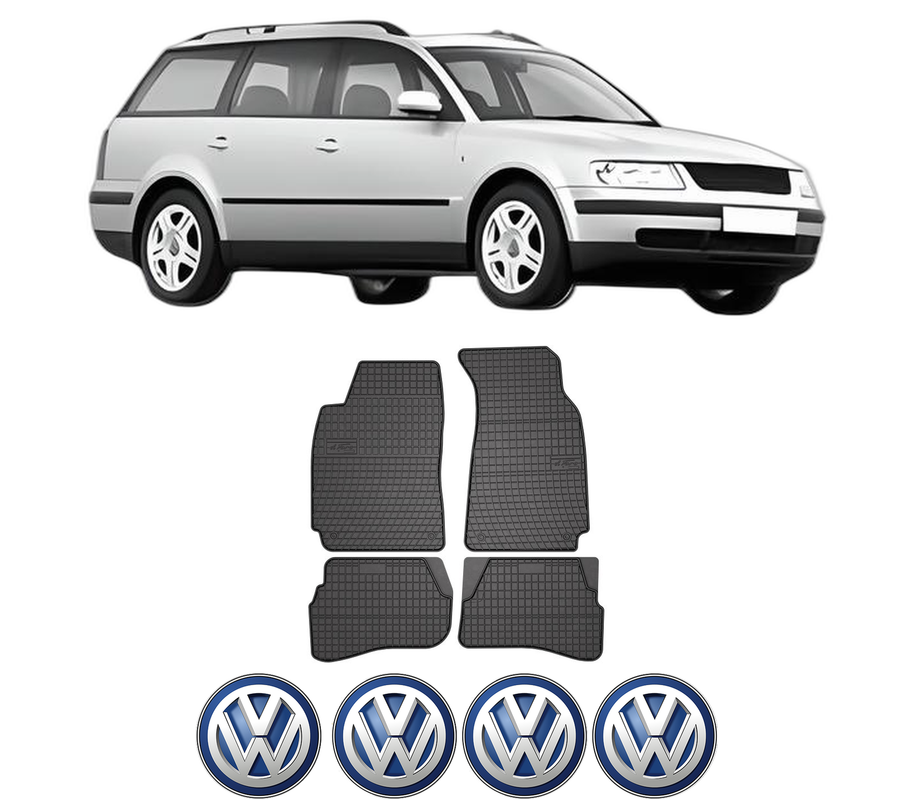 Set covorase presuri Volkswagen PASSAT | B5 din 2003-2015, auto, din cauciuc thermoplastic, 4 Stickere auto cu Volkswagen