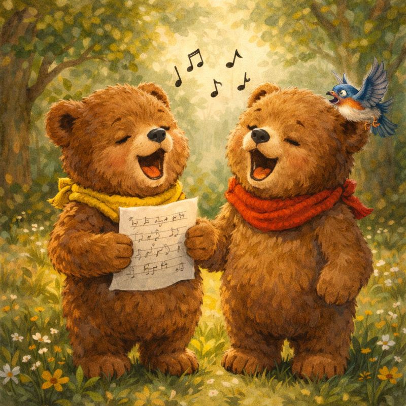 Ведмежата вирішили спробувати заспівати свою нову пісню.