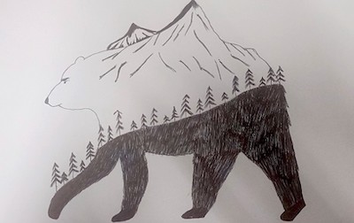 Hills, snow and a beautiful creature.