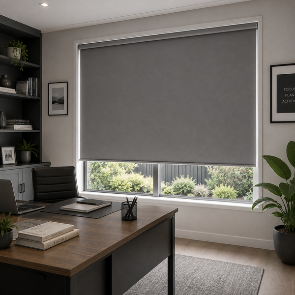 Blockout roller blinds fitted to a contemporary window