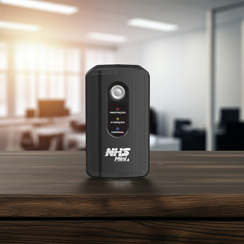 Nobreak NHS Mini 4 protegendo um computador e um roteador