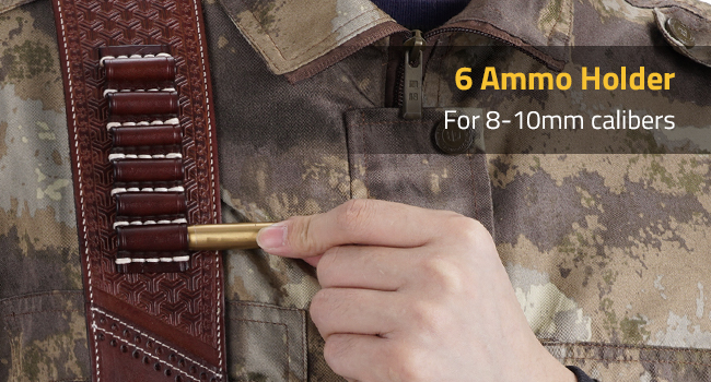 EZSHOOT adjustable leather rifle sling with integrated ammunition holder