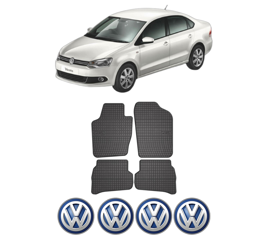 Set covorase presuri Volkswagen POLO V | 6R din 2008-2012, auto, din cauciuc thermoplastic, 4 Stickere auto cu Volkswagen