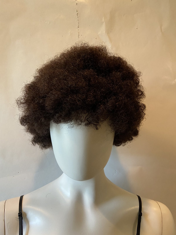 SLEEK SHORT CURLY WIG BLACK HUMAN HAIR