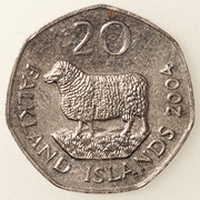 ¡¡Animales!! 20 pence Islas Malvinas. Isabel II. 2004. PAS5113