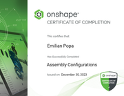 Assembly Configurations Onshape Certificate