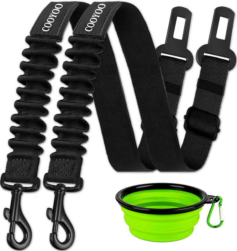 COOYOO 3-Piece Retractable Dog Car Seat Belt Set