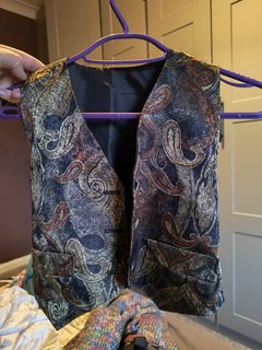 Black Patterned Waistcoat - Age 5-6