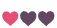 a drawing by polukhina showcasing 3 cartoonish shaping hearts, the first one red and the rest greyed out
