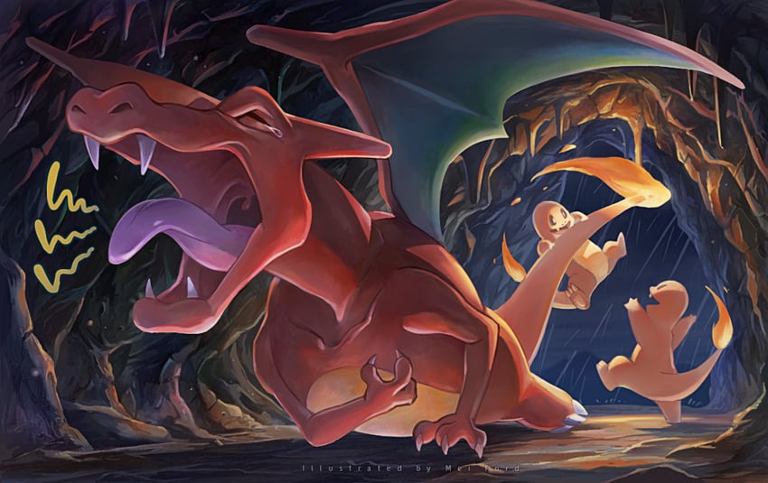 charizard-and-charmander-pokemon-drawn-b