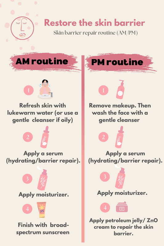 step-by-step morning and night routine to restore skin barrier 