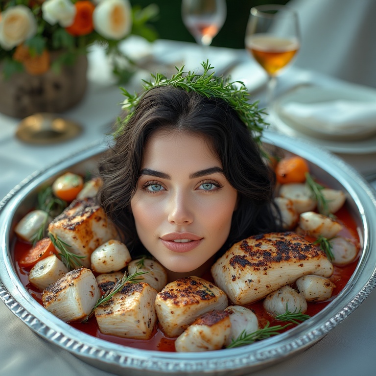 Garden wedding wom served Black hair head 0 04