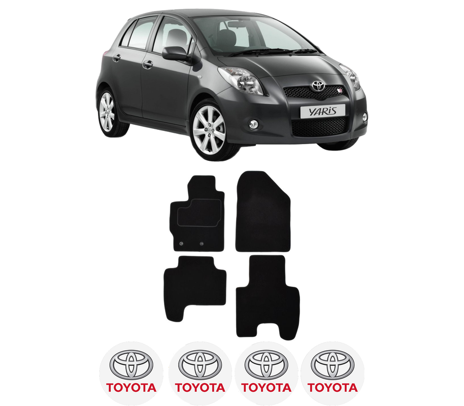 Set Covorase Presuri TOYOTA YARIS (_P9_) din 2005-2012, Auto, Material Textil Mocheta, 4 Stickere auto cu TOYOTA