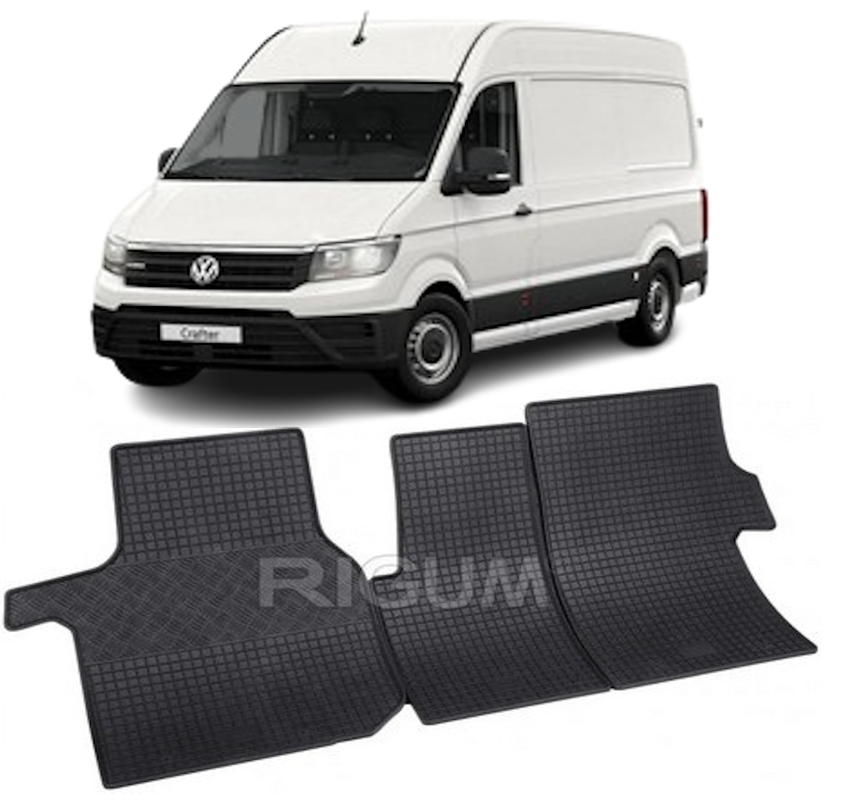 Set 3 covorase Volkswagen Crafter 3M 2017-prezent, din cauciuc 100%, compatibile cu autoturismul Volkswagen Crafter