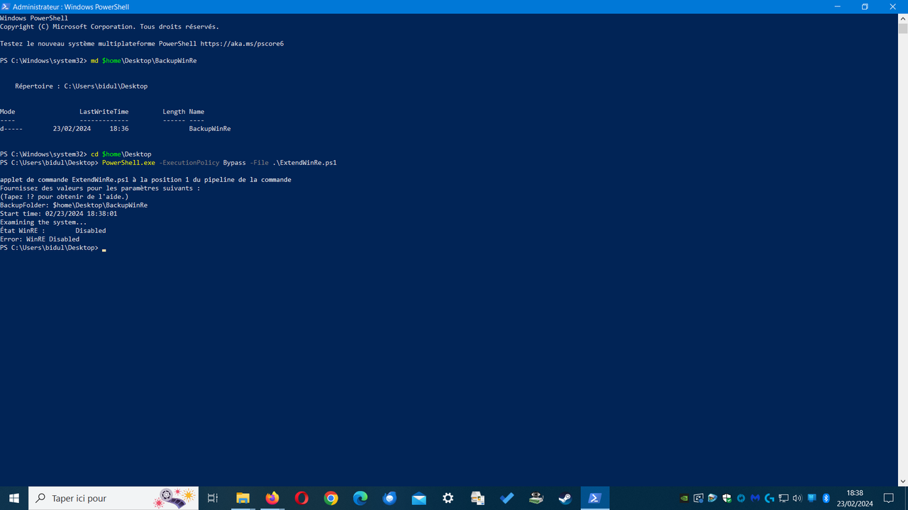 ERROR WINRE DISABLED