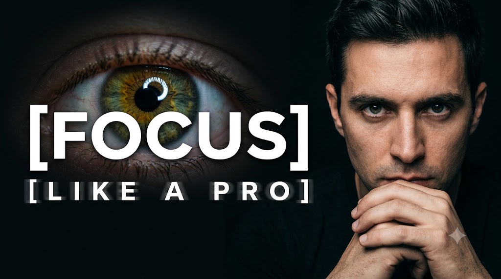 AI-generated example result for the youtube-thumbnail prompt: Focus Like A Pro Thumbnail – Deep Focus & Productivity Design AI YouTube Thumbnail Prompt