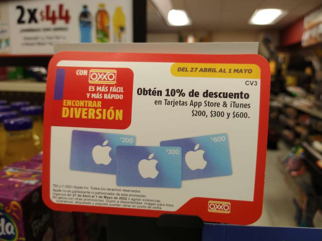 Oxxo: 10% de descuento en tarjetas App Store & iTunes $200, $300 y $600 