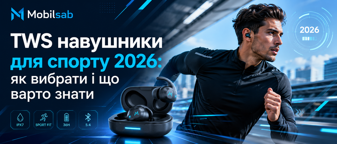 TWS навушники для спорту 2026 — як вибрати спортивні бездротові навушники Mobilsab