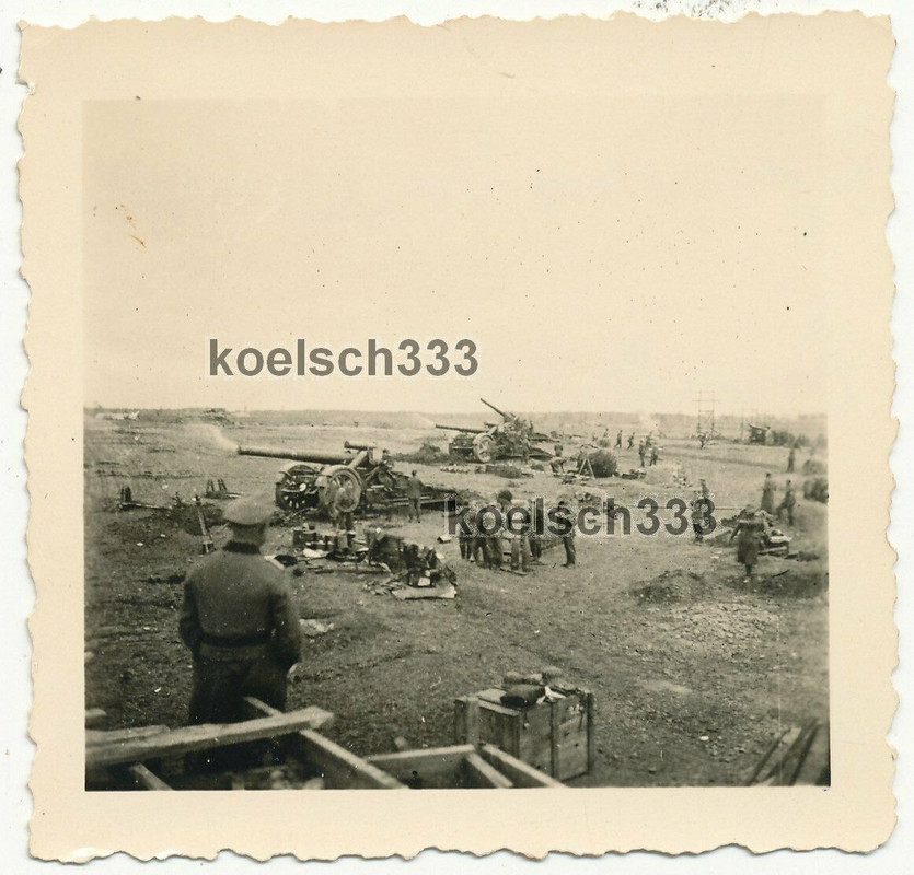 Foto Batterie 21cm Mörser Geschütze feuern an der Ostfront Wehrmacht Artillerie(2)