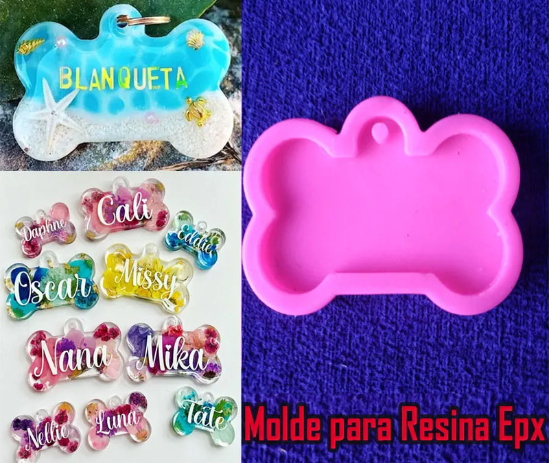 Molde Silicona placa en forma de hueso o Insignia de tu Mascota
