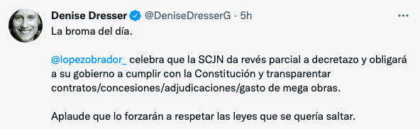 Denise Dresser le contesta a AMLO por “celebrar” el revés de la SCJN