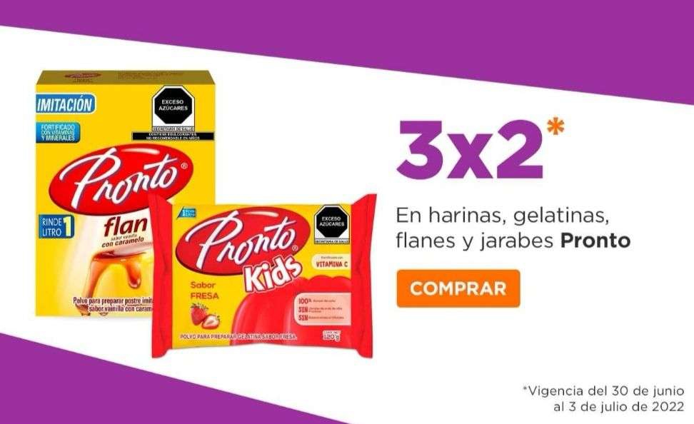 Chedraui: 3 x 2 en Harinas, Gelatinas, Flanes y Jarabes Pronto. 