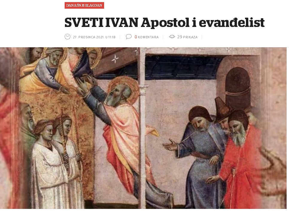 DANAŠNJI BLAGDAN: SVETI IVAN Apostol i evanđelist("Ivanjdan") Screenshot-907