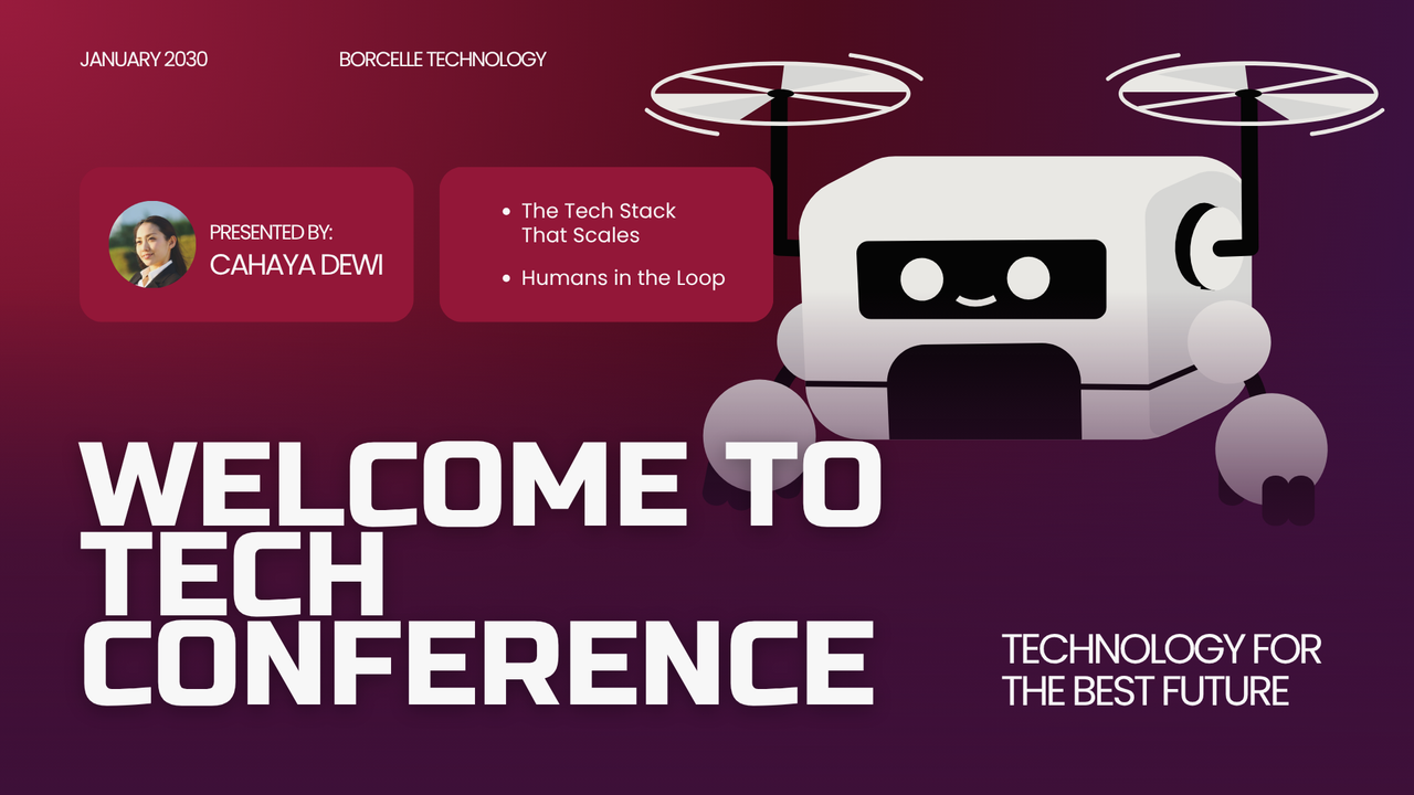 Tech Conference Welcome Slide in Red White Modern Professional Style