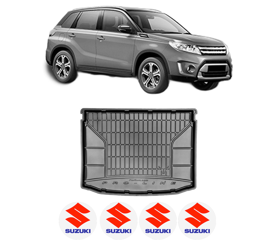 Tavita Portbagaj SUZUKI VITARA (LY) din 2015-2022, Protectie Portbagaj Auto, 4x Stickere auto cu SUZUKI