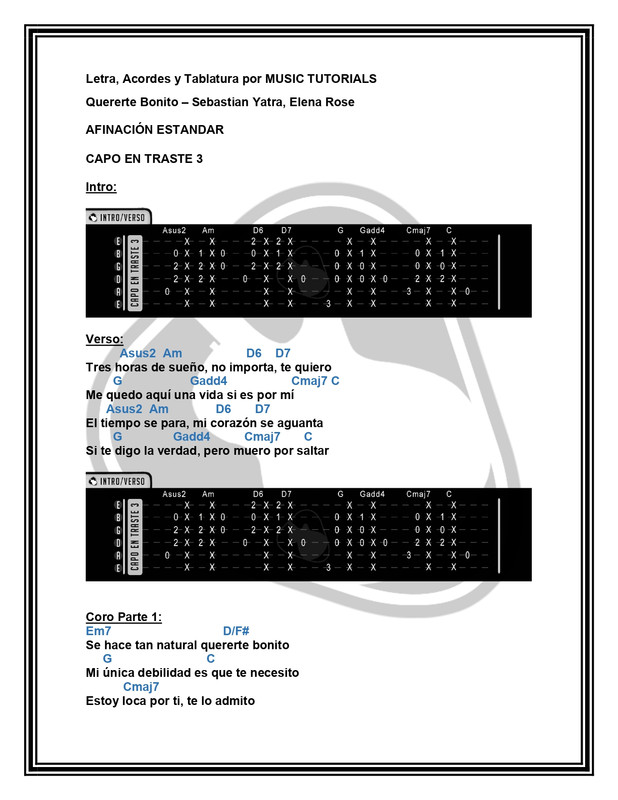 Cómo tocar "Quererte Bonito" de Sebastián Yatra, Elena Rose en Guitarra  (Tutorial + PDF GRATIS) ⋆ Music Tutorials