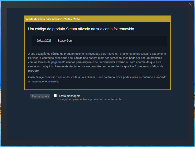 steam warning