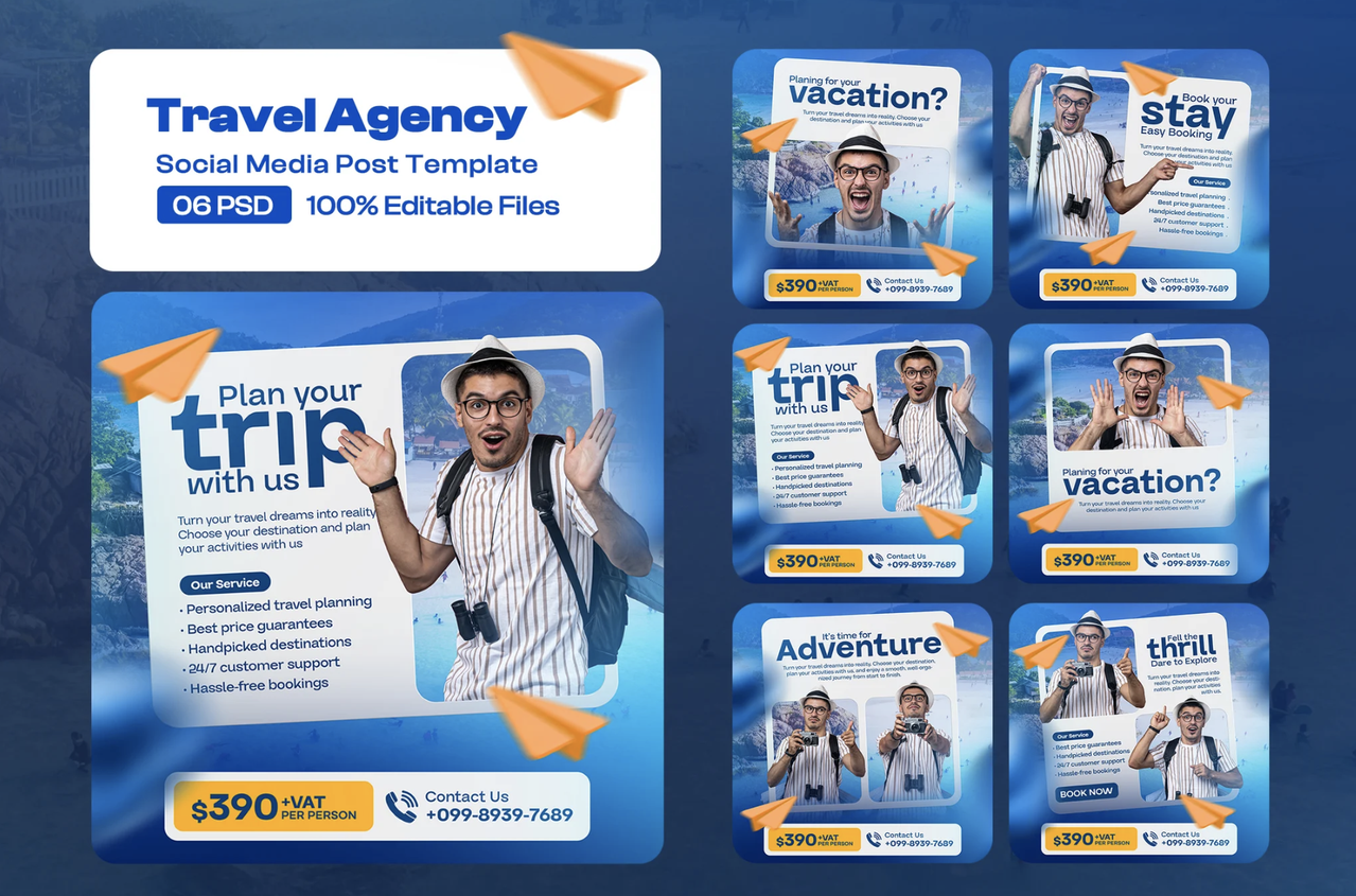 Travel Instagram Post Design Set