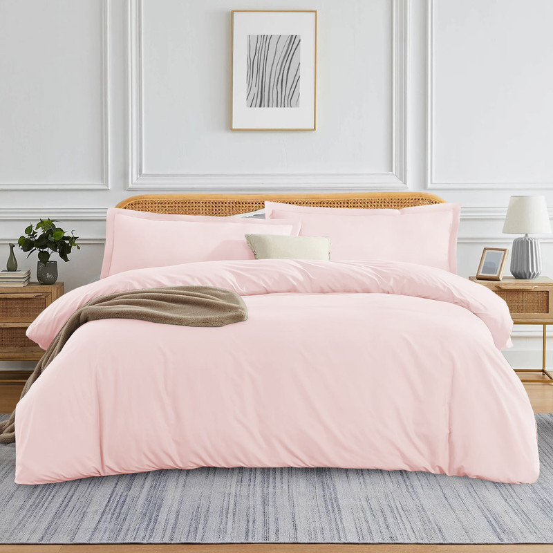 Picture of 1000 TC 100% Egyptian Cotton 1-Pc  Duvet Cover Zipper Closur Ultra Soft Durable and Fade Resistant Color Blush Pink Solid size Twin/Twin Xl