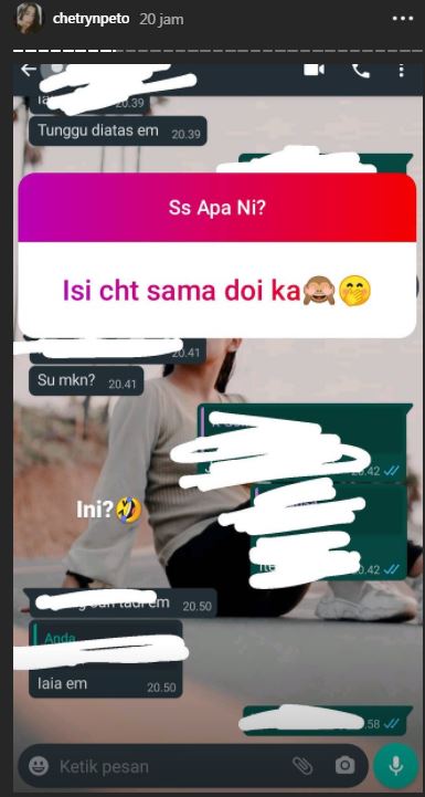 Chat WhatsApp Chetryn Peto dengan seseorang yang diakunya kekasih