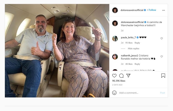 Melalui akun Instagram-nya, ibu Cristiano Ronaldo sempat membagikan foto perjalanaannya saat terbang ke Manchester.