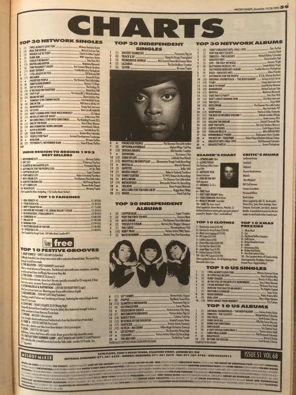 Melody Maker Dec 19 26 1992 charts p 59