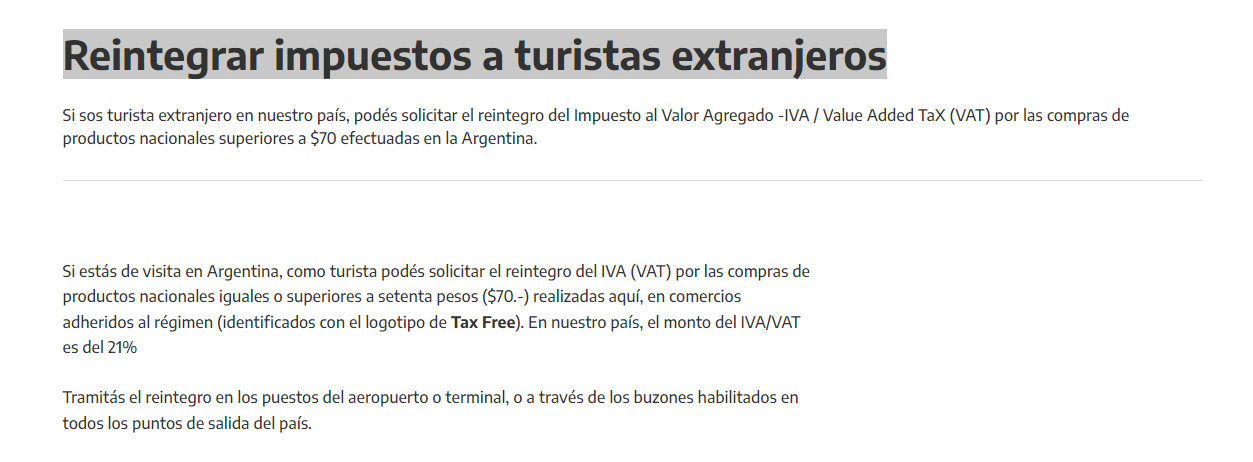 Reintegrar impuestos a turistas extranjeros - Moneda y dinero en Argentina: cambio Dólares o Euros a Pesos - Foro Argentina y Chile