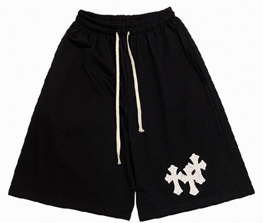 Chrome Hearts Pantalones Cortos de Cuero con Cruz