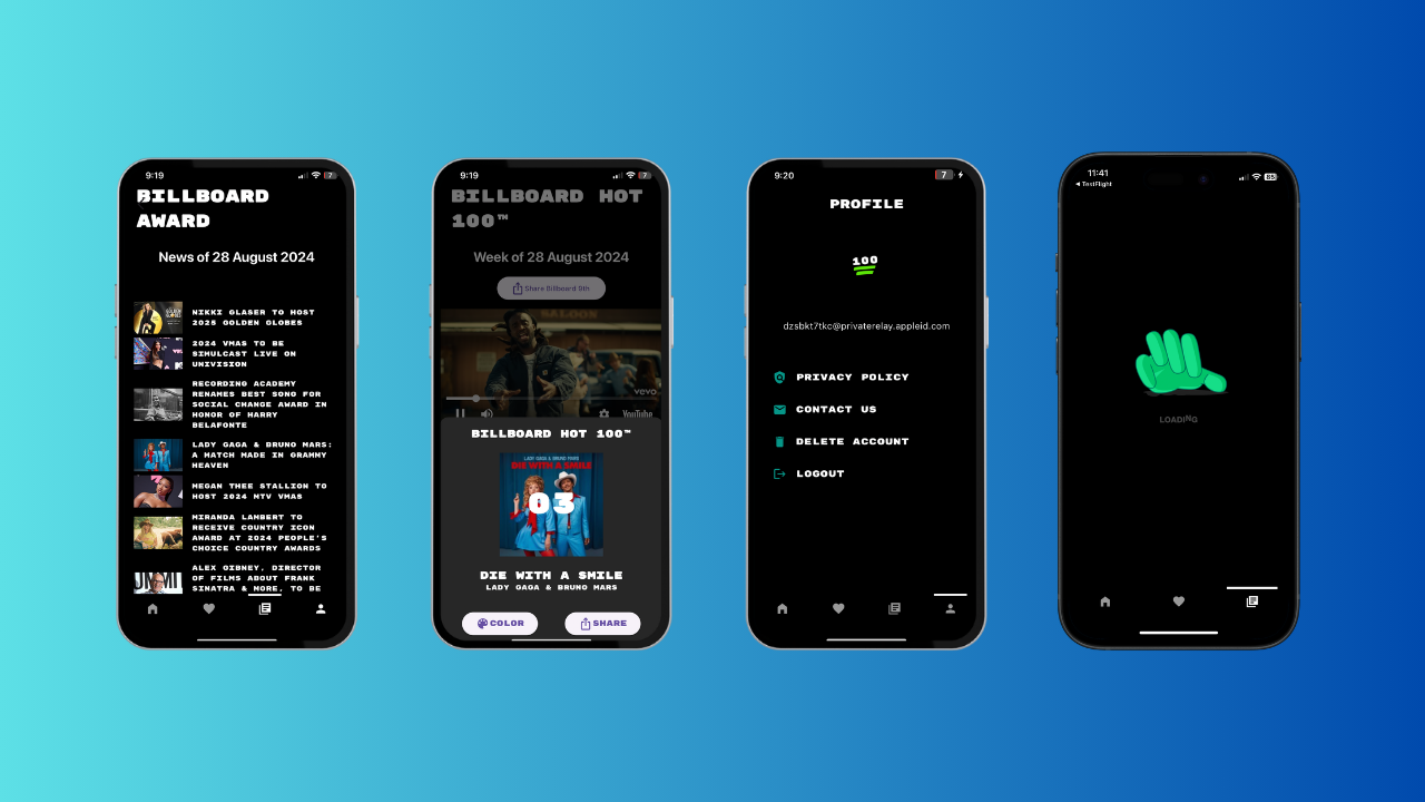 Hot 100 Music App with News