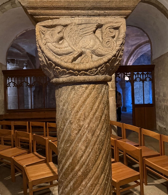 Romanesque crypt capital Canterbury Cathedral