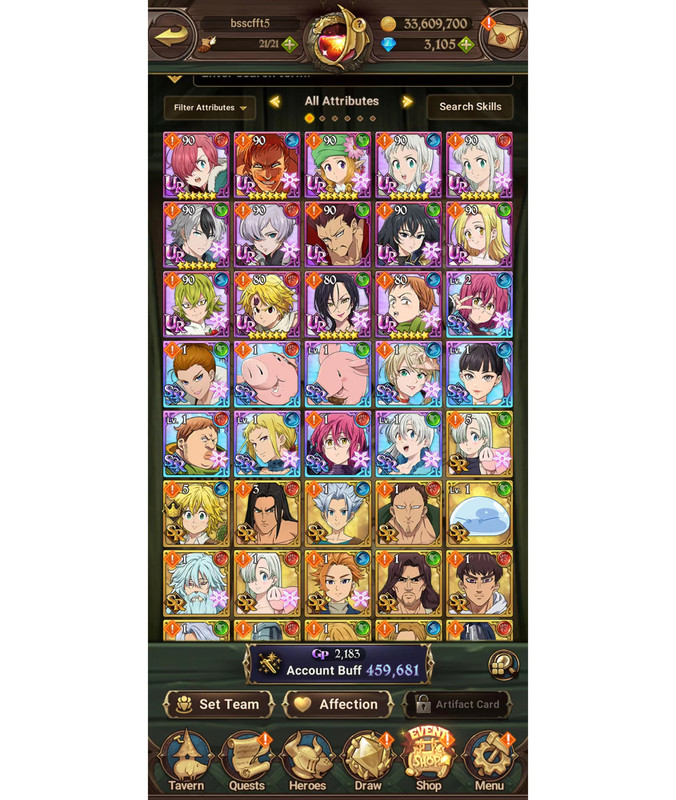 The Seven Deadly Sins Grand Cross Accounts for Sale, 7DS SSR