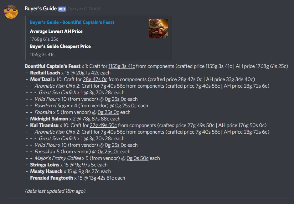 Buyer's Guide Discord Bot - 8.1 : r/woweconomy